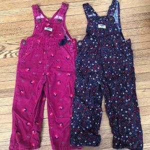 Two pairs of Oshkosh overalls.